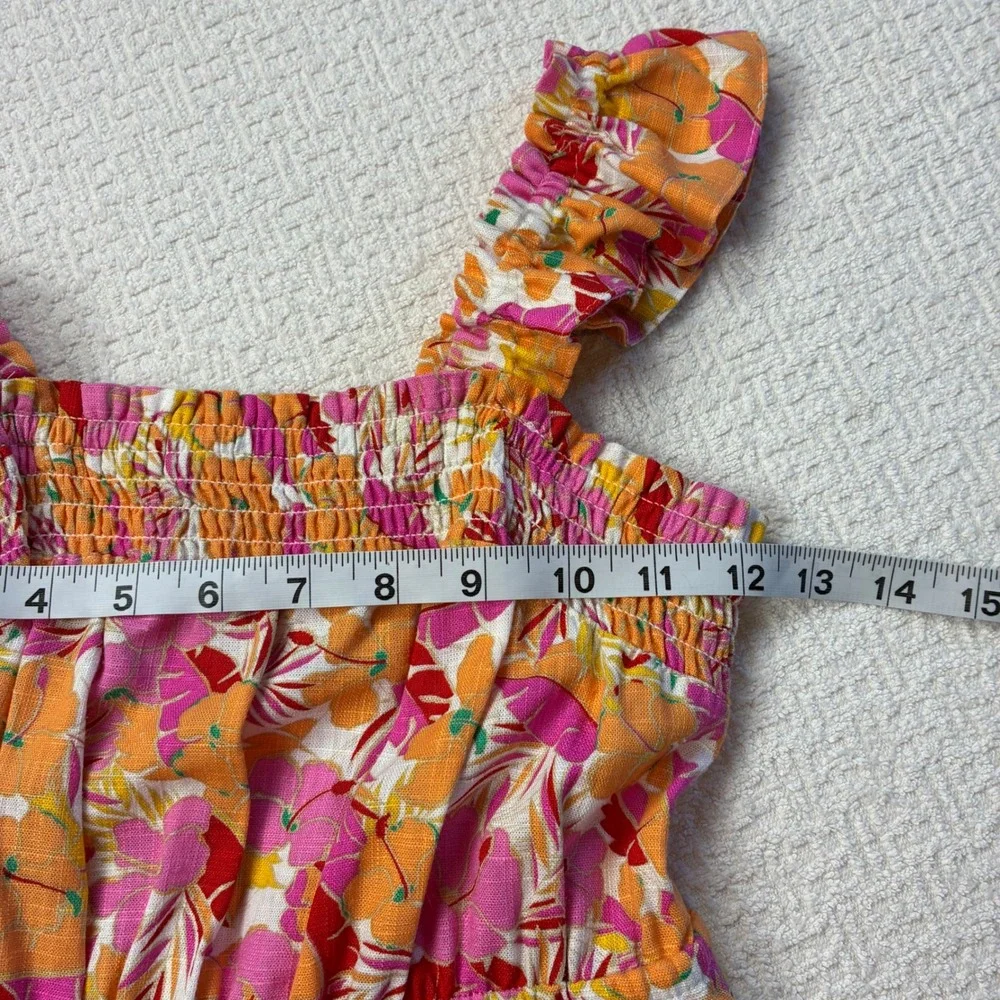 Copper Key Girls L 12/14 Tropical Floral Smocked Tiered Dress Beachy Boho NEW